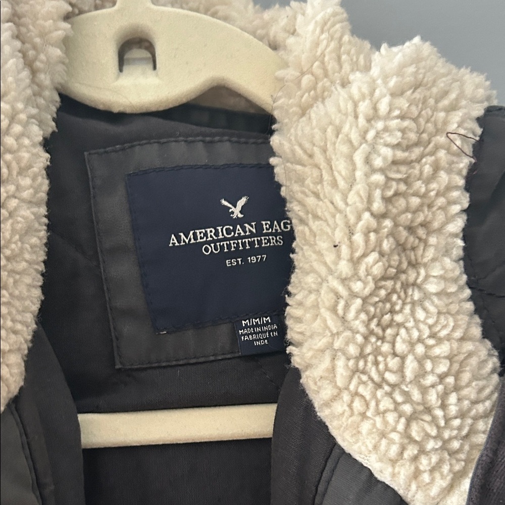 American Eagle Outfitters Dark Utility Jacket with Sherpa Lining - Picture 2 of 5